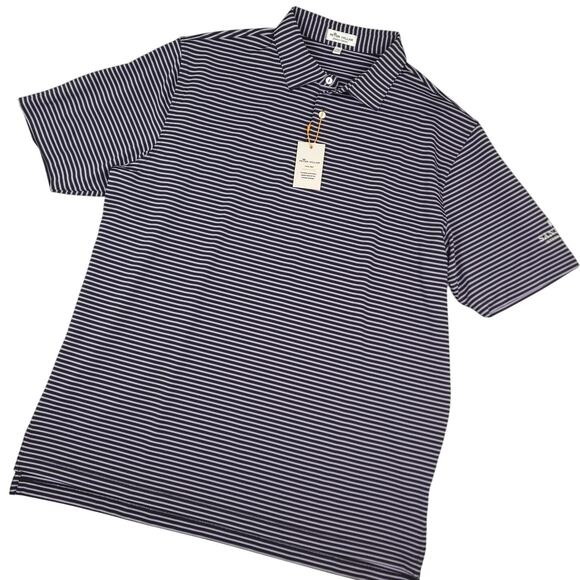 Peter Millar Summer Comfort Men's Short Sleeve Polo Shirt XL Striped Purple NWT - Picture 1 of 10